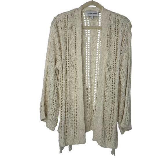 Cupcakes & Cashmere Sweaters - Cupcakes and Cashmere Open Knit Fringe Cardigan XS Boho Coastal Grandma